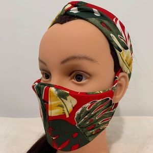 Boho Top Knot Headband and Facemask Set